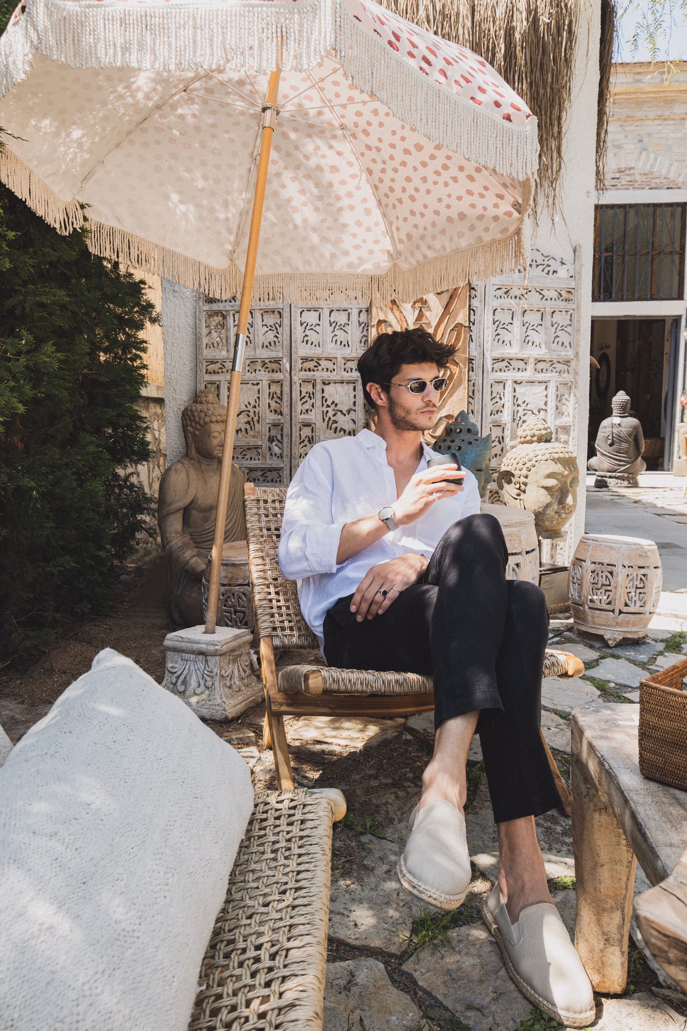 mens black linen pants