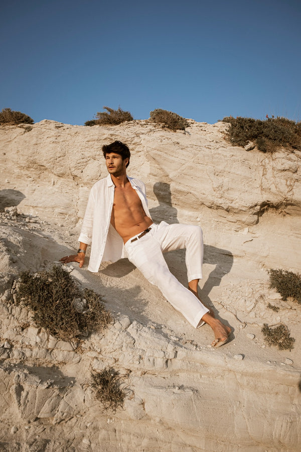 Sustainable White Linen Pants Mens