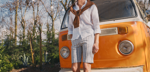 mens striped linen shorts