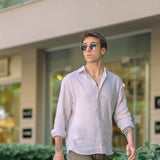 Men's Beige Linen Shirt