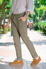 khaki green linen pants