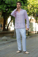 Men's Pale Pink Linen Shirt