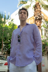 Men's Pale Purple Linen Shirt