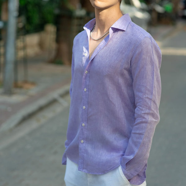 Men's Pale Purple Linen Shirt