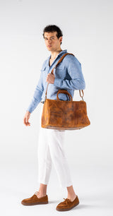 Leather Weekender Duffle Bag