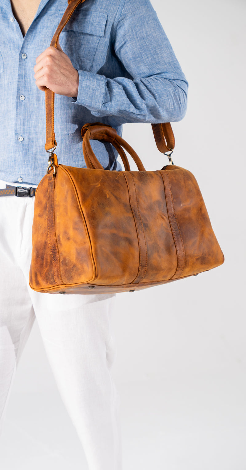 Leather Weekender Duffle Bag