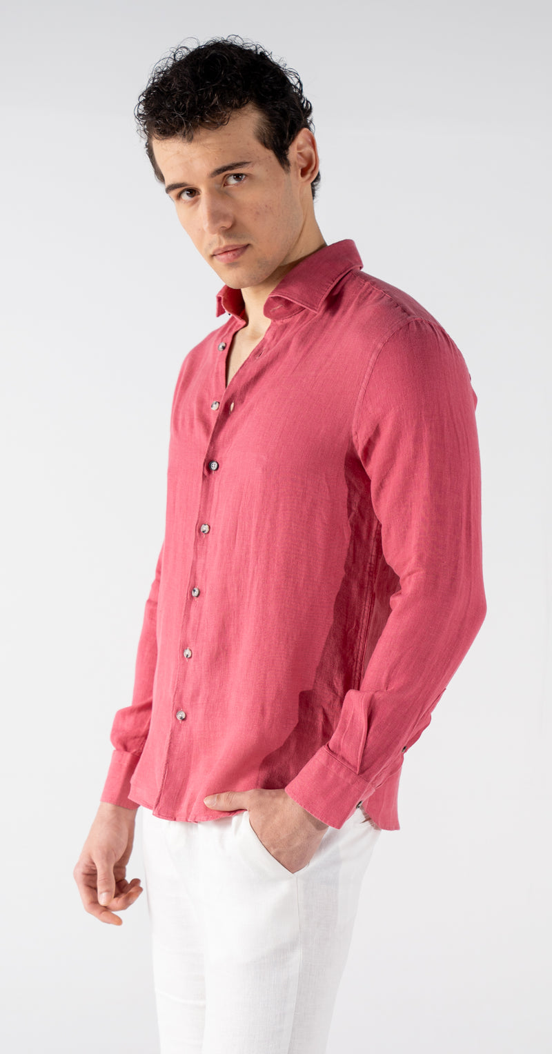 Men's Pale Burgundy Classic Linen Shirt