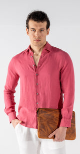 Men's Pale Burgundy Classic Linen Shirt