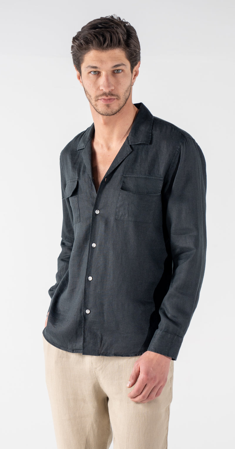 Men's Black Linen Shirt