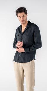 Men's Black Linen Shirt