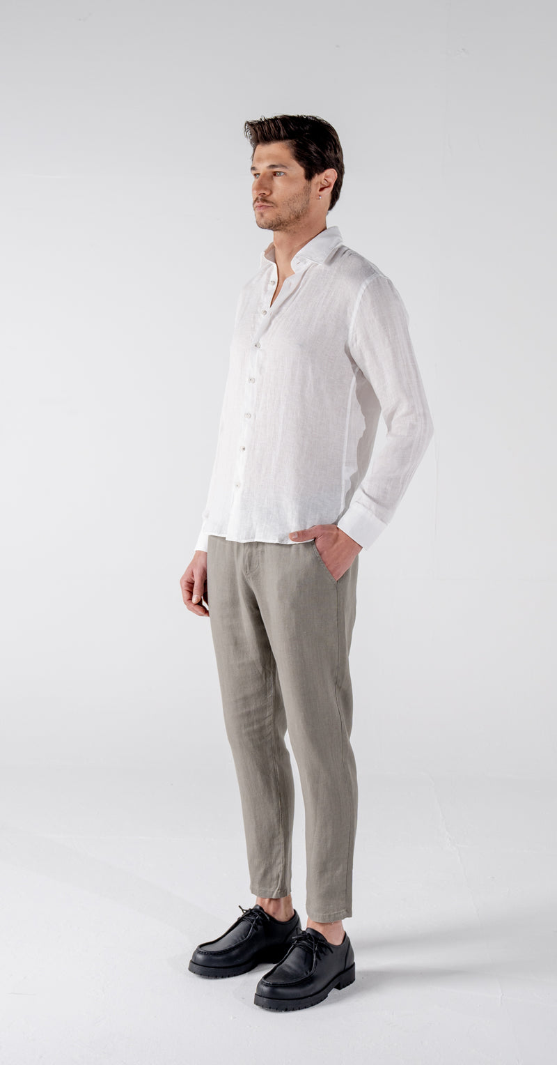 Men's White Classic Linen Shirt