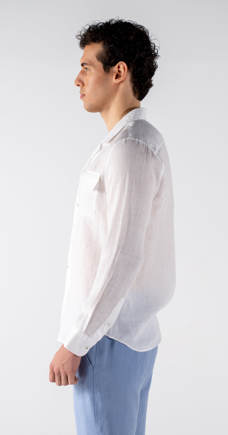 Men's White Linen Shirt