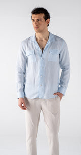 Men's Sky Blue Linen Shirt