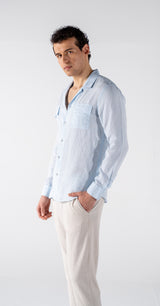 Men's Sky Blue Linen Shirt