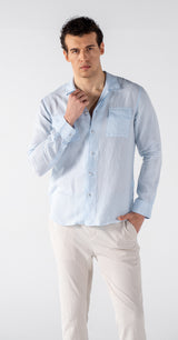 Men's Sky Blue Linen Shirt