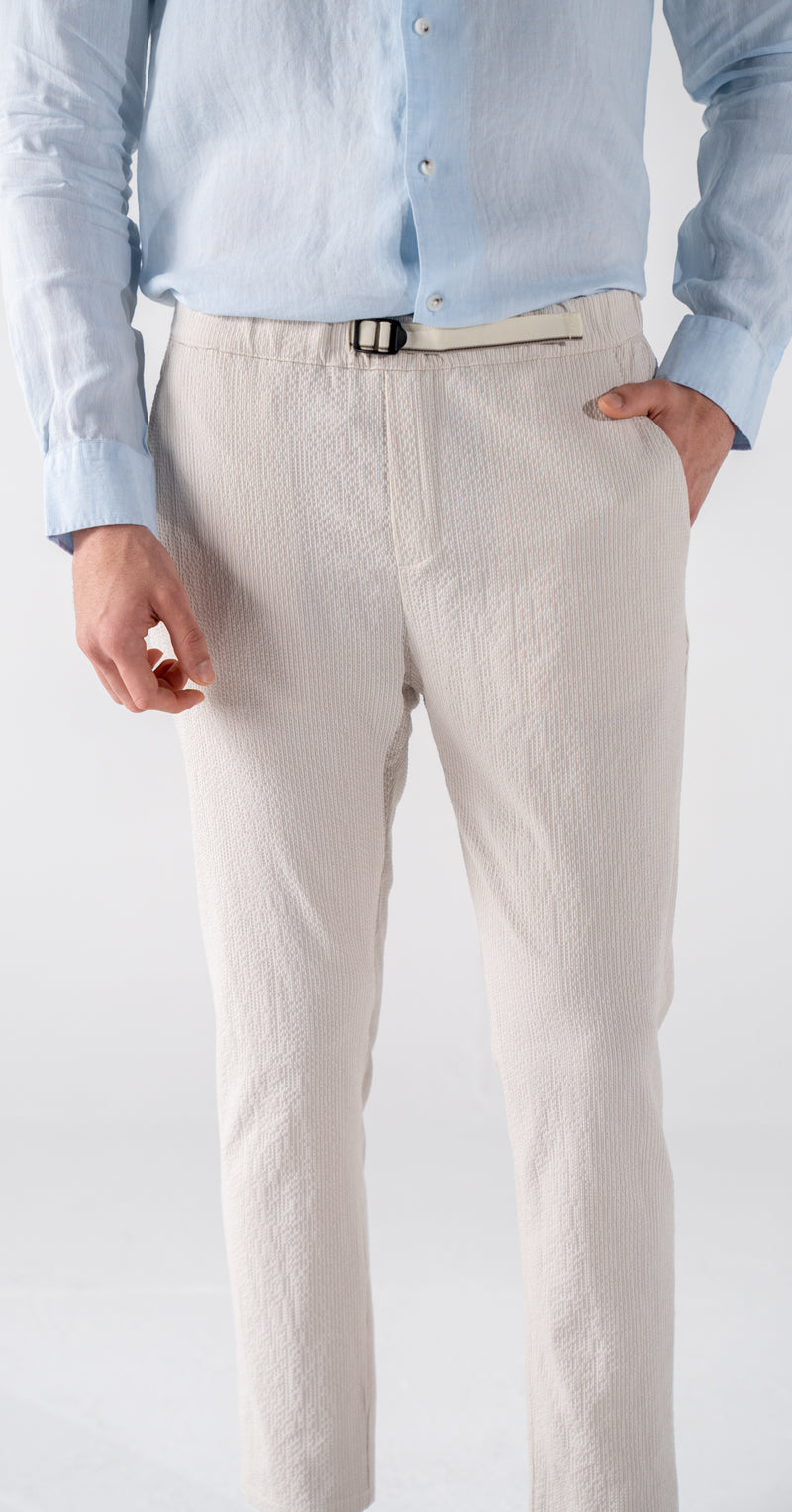 Seersucker Pants Men's Stone Ecru