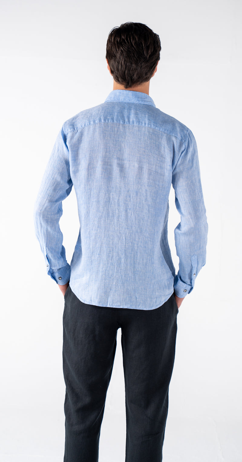 Men's Blue Classic Linen Shirt