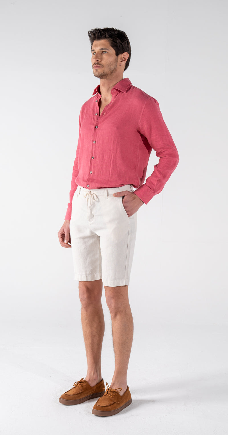 ecru linen shorts