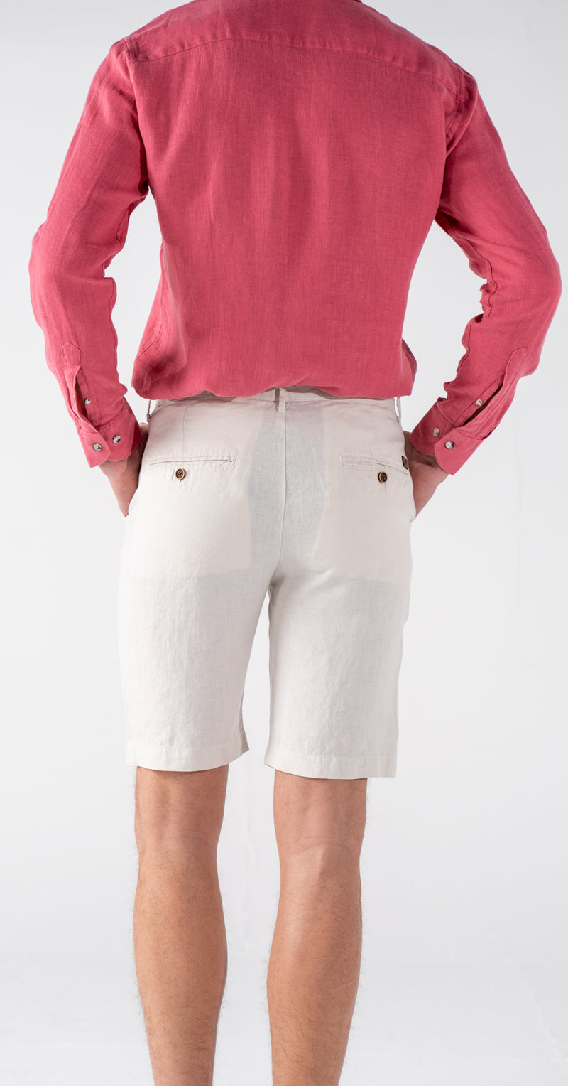 ecru linen shorts