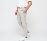 Blue Striped Mens Tapered Linen Pants Trousers Relaxed Fit 