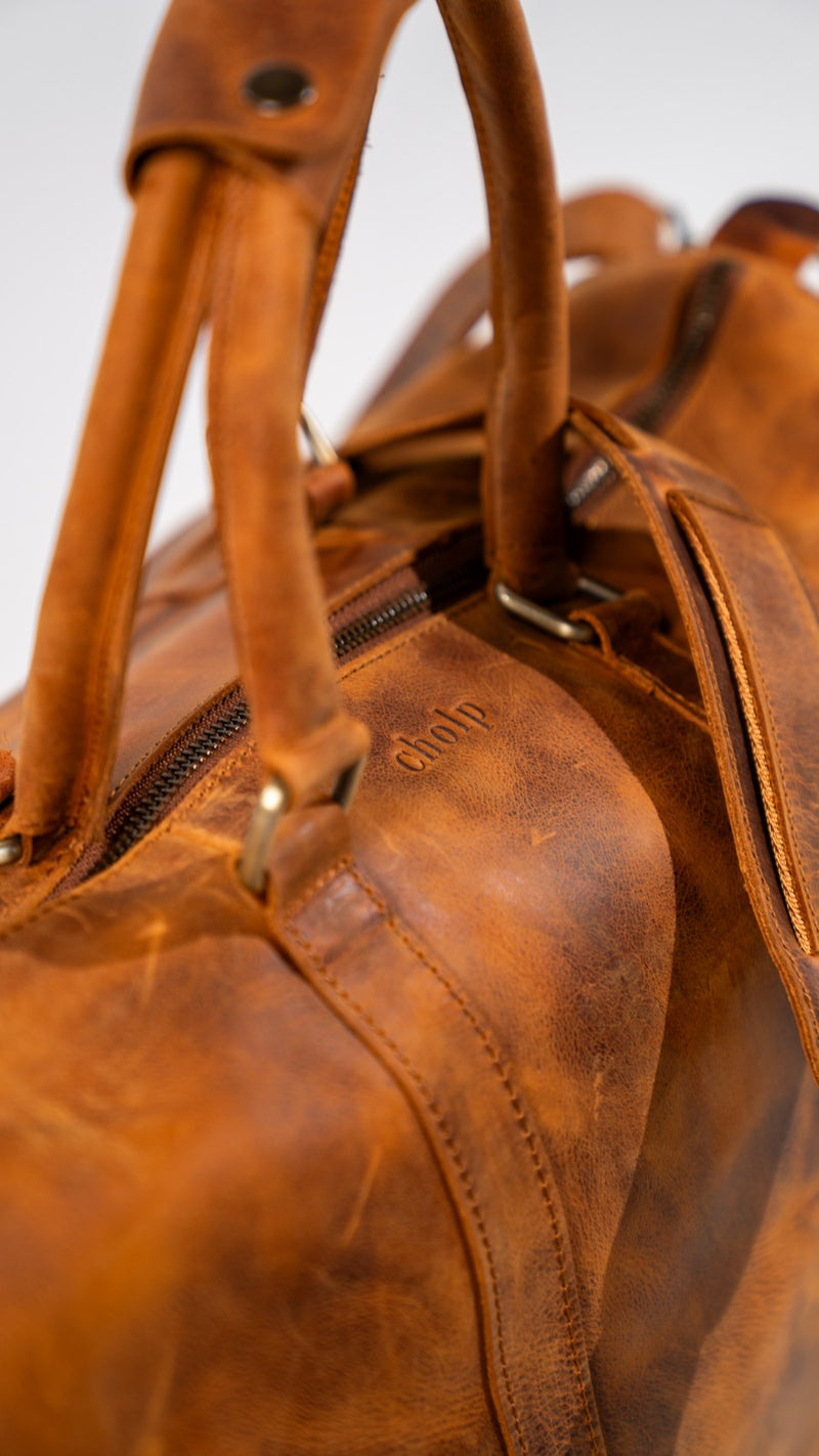 Leather Weekender Duffle Bag